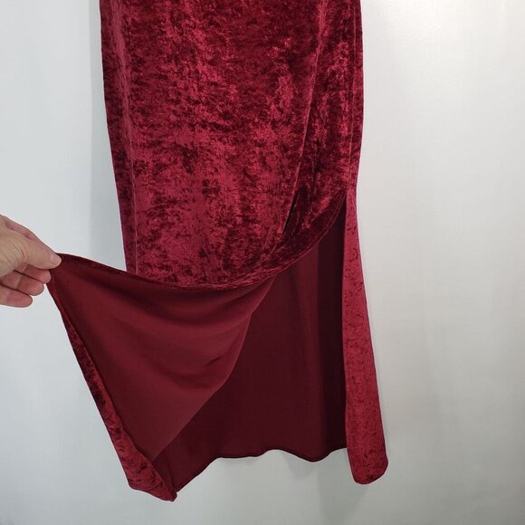 VTG Victoria's Secret Slip Dress Nightgown Long 70s Red Crushed Velvet Red M - Picture 3 of 12